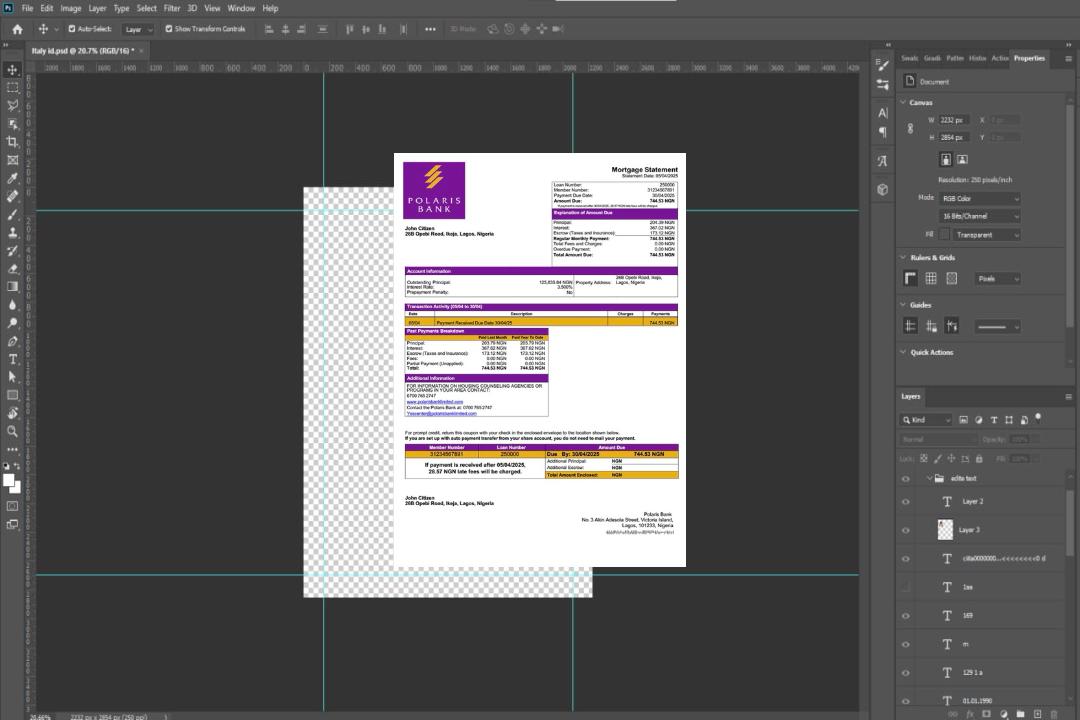 Modèle Word et PDF de relevé hypothécaire de la Polaris Bank du Nigeria template